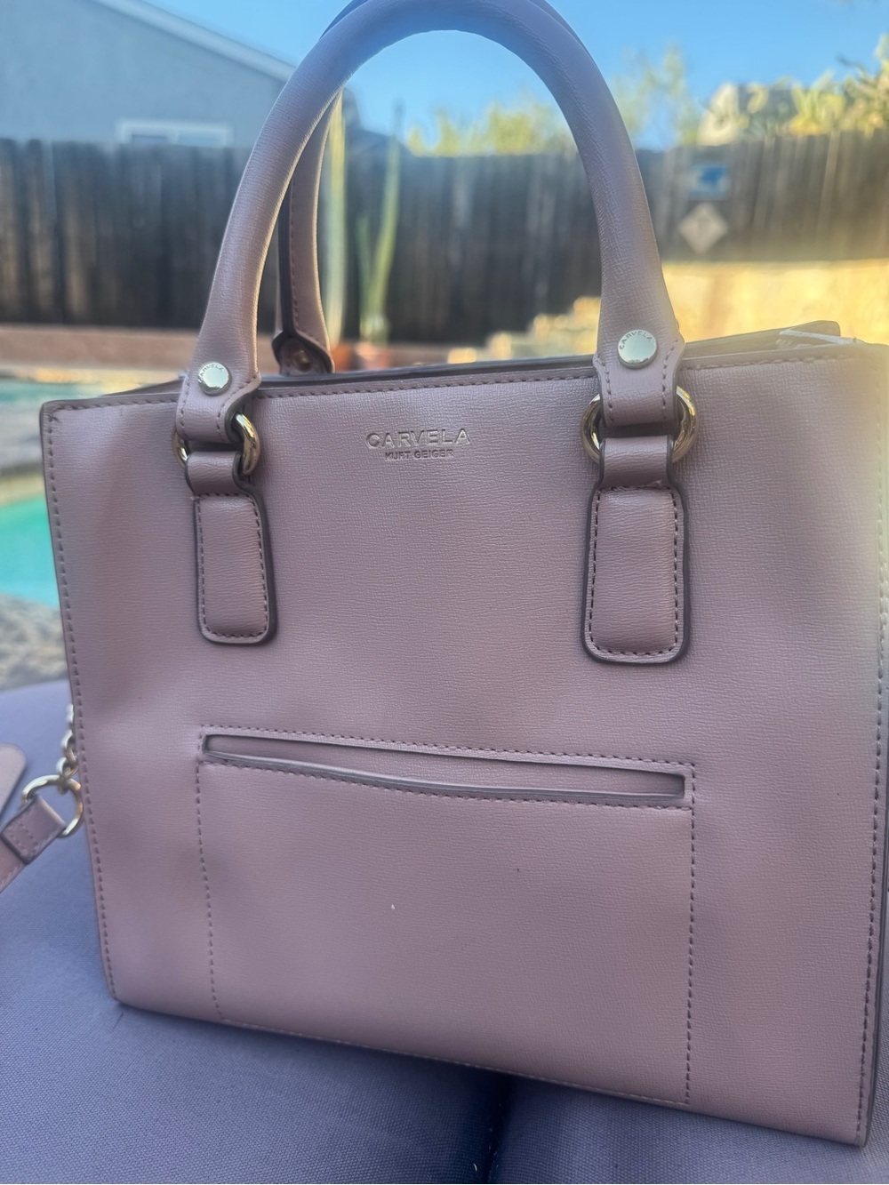 Carvela Kurt Geiger Mauve Pink Structured Satchel Crossbody Bag GUC - Picture 2 of 16